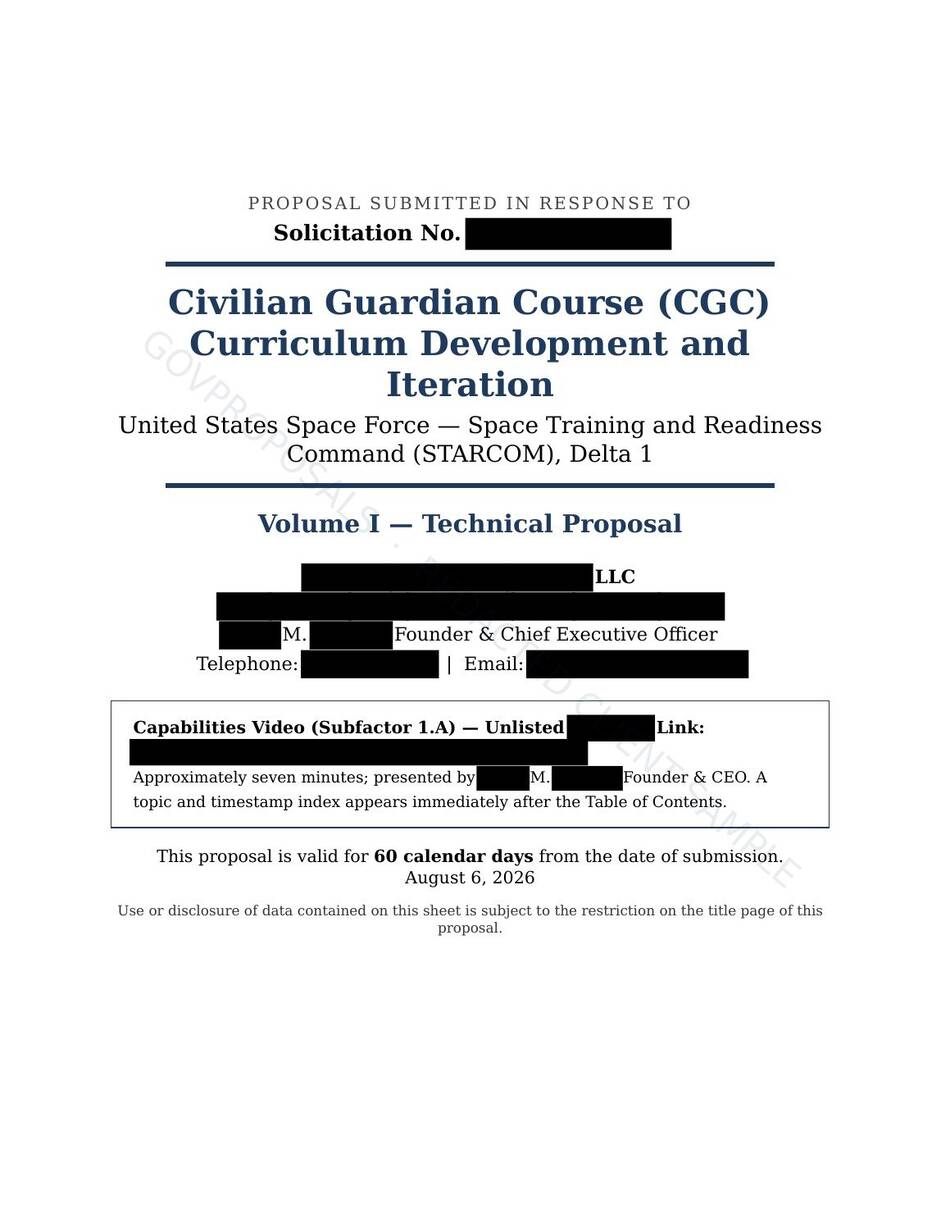 Redacted proposal sample page